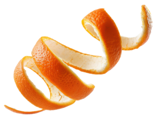 Spiral orange peel twist isolated on solid white background