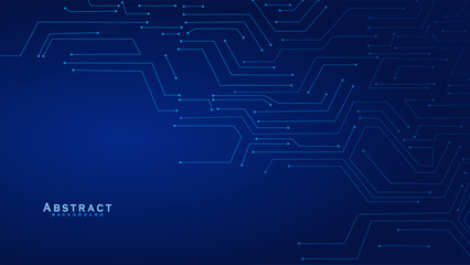 Vector Blue technology background with network connections and digital data connection, web banner design for tech online site or social media promotion of product service on the dark blue background