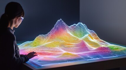 Interactive 3d data visualization technology lab digital art indoor environment user engagement concept