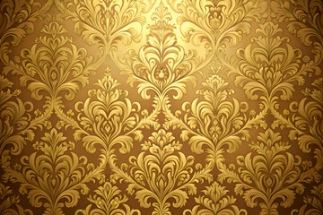Fototapeta premium Golden Damask Pattern Wallpaper Texture. Luxury Background Design