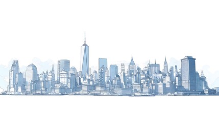 Fototapeta premium continuous line drawing of a city skyline, capturing the essence of architectural landmarks and urban beauty.