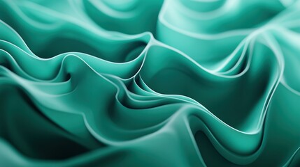 Fototapeta premium Abstract waves of teal fabric create a smooth, flowing texture.