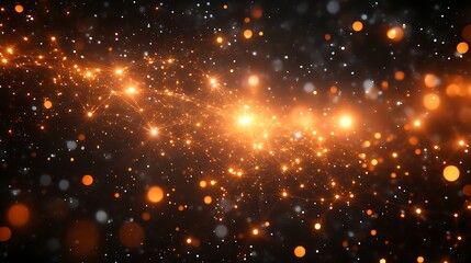 Obraz premium Abstract Orange and White Lights Sparkle in Dark Space