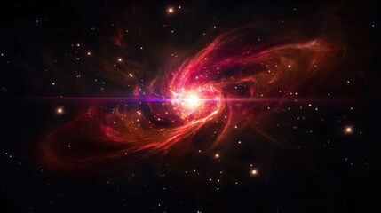 Spectacular Spiral Galaxy with Bright Core and Colorful Cosmic Clouds in Deep Space