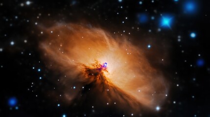 Stunning Cosmic Nebula with Bright Colors and Distant Stars in Vast Universe