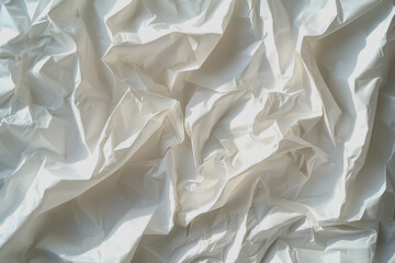 Crumpled paper background texture in white color with irregular folds and creases for use in design and presentation projects