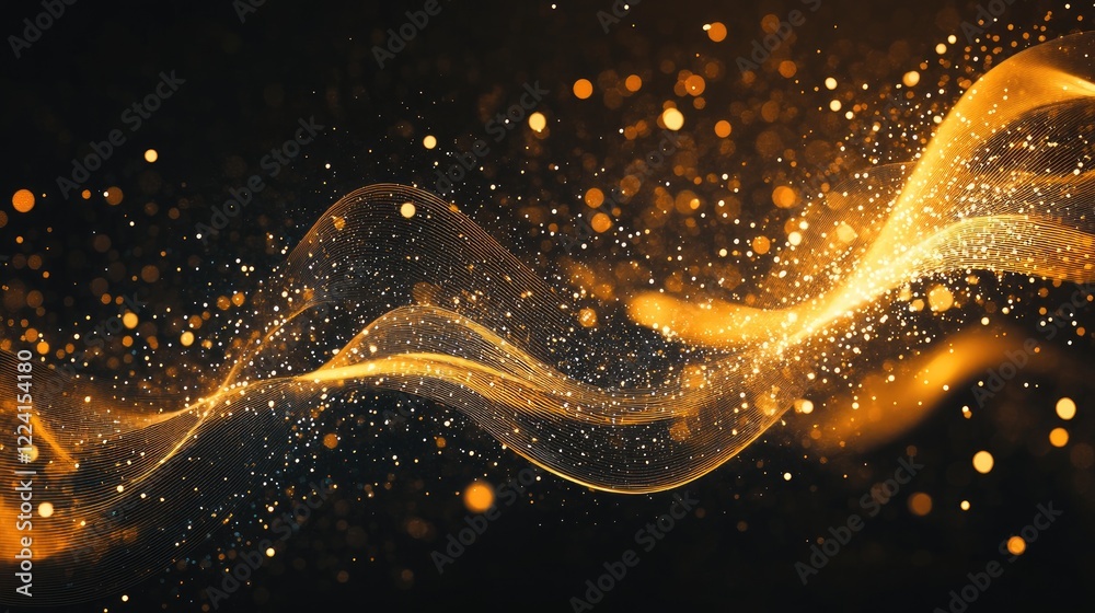 Poster Abstract visual of gravity and magnetic energy balanced in harmony, with flowing lines and glowing waveforms pulsating across the composition