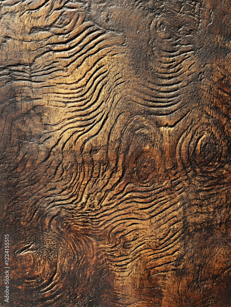 Aufkleber Closeup of natural rustic wooden texture with intricate grain patterns : Generative AI