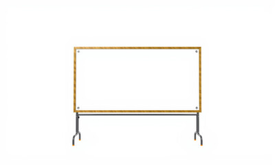 modern banner stand mockup featuring wooden frame and metal base, ideal for advertising and promotions. clean design allows for easy customization and display