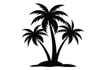 Obraz premium Black palm tree silhouette vector illustration, perfect for tropical designs, logos, and prints.