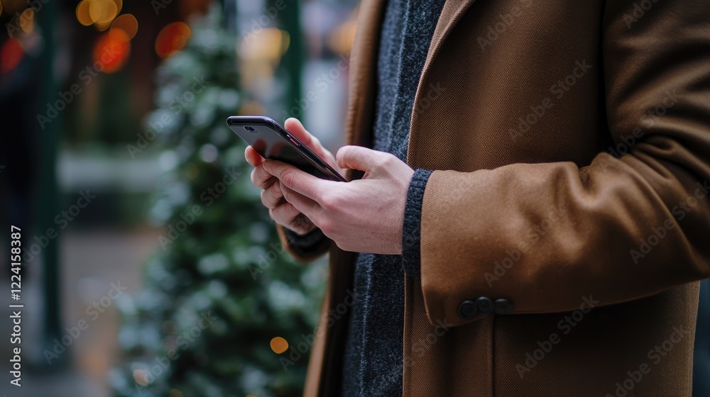 Poster Consumer holding smartphone with incoming call from unknown number, indicating a possible scam or fraud, highlighting mobile security risks