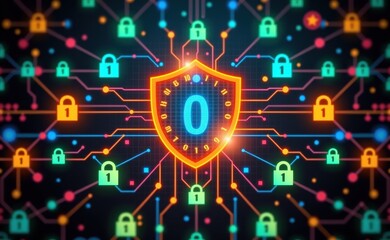 Obraz premium A shield and padlock symbolizing robust protection against computer viruses, ensuring secure and safe digital experiences.