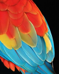Obraz premium Vibrant macro shot of colorful parrot feathers natural habitat close-up nature's beauty