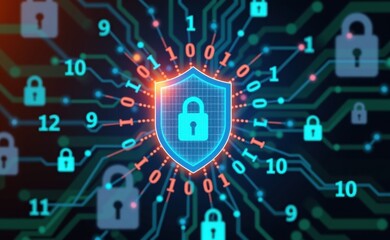 A shield and padlock symbolizing robust protection against computer viruses, ensuring secure and safe digital experiences.