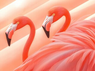 Naklejka premium Macro shot of flamingo feathers in soft pink tones tropical environment nature textural beauty