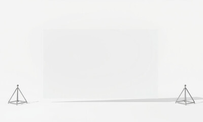 blank banner stand mockup with silver supports on white background, ideal for showcasing designs or advertisements. Perfect for presentations and marketing displays