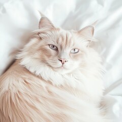 Macro shot of soft lynx point cat fur in white and gray tones indoor setting close-up perspective