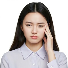 woman is having a headache . stress , inner pressure , with a face of pain . ai generative  