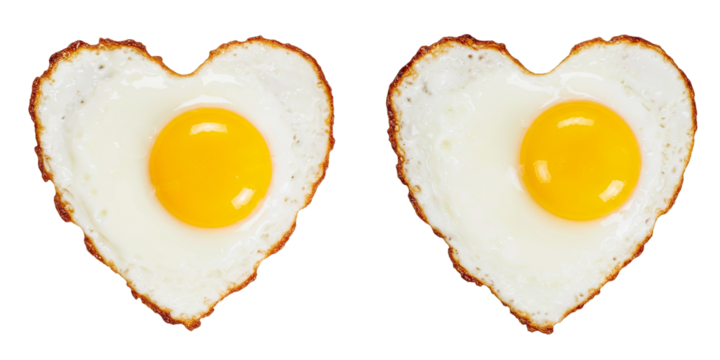 heart shaped fried egg isolated on transparent background - Powered by Adobe