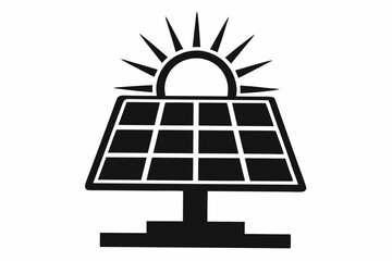 power solar panel energy with sunlight silhouette