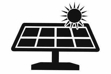 power solar panel energy with sunlight silhouette