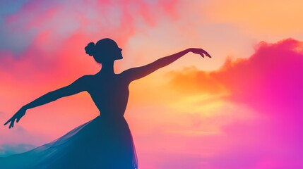 A woman is dancing in the air