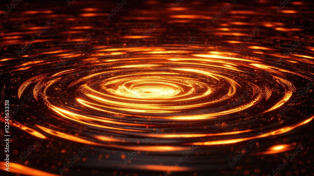Poster Magnetic forces and gravity visualized with glowing concentric circles and rippling vibrations in a dark void, demonstrating powerful cosmic forces