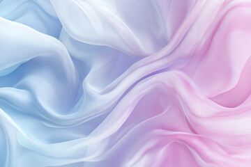 Soft, flowing fabric in pastel blue and pink shades, creating a serene and dreamy background effect