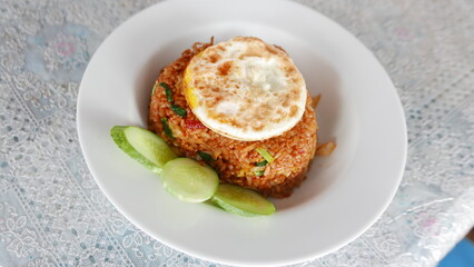 Typical food from Asia with omelettes and vegetables, can be used as a marketing idea