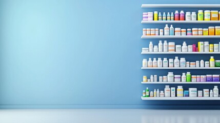 Organized Pharmacy Shelves with Medicine