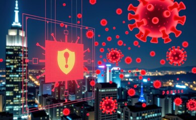 Obraz premium A shield and padlock symbolizing robust protection against computer viruses, ensuring secure and safe digital experiences.