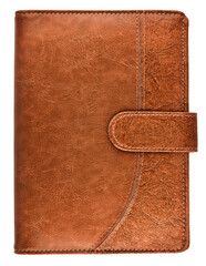 Leather notebook isolated on white background