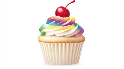 Rainbow Cupcake with Cherry