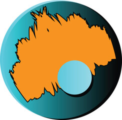 Abstract Circle with Brush Stroke and Inner Circle