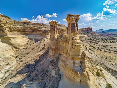 A rocky mountain range with a clear blue sky above