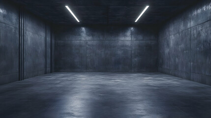 Dark concrete room, industrial lighting, empty space, background texture, product display