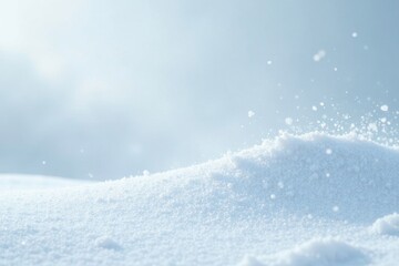 Softly falling snow wave on pristine white background creates serene atmosphere, frozen, serenity, landscape