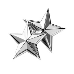 Obraz premium 3d Metallic Chrome Star Isolated on Transparent Background