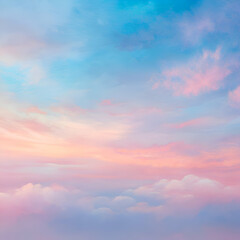 Fototapeta premium Dreamy Pastel Sky with Clouds. Sunset or Sunrise