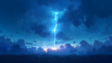 Lightning bolt striking with blue color against a dark background