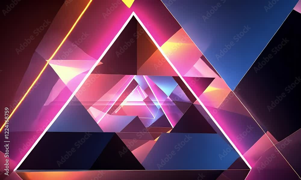 Poster Abstract glowing triangles tunnel background design