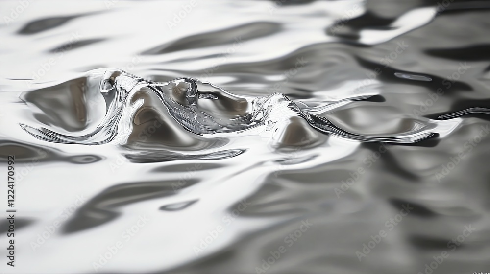 Poster reflective liquid metal flows and transforms into abstract forms with mesmerizing patterns
