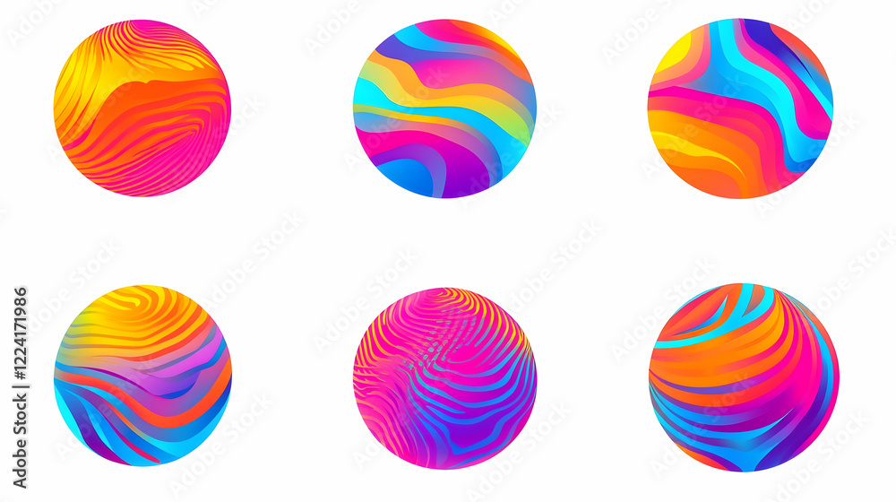 Wall mural Colorful abstract spheres, vibrant gradients, design elements, digital art, website backgrounds