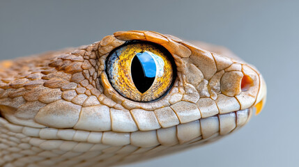 Fototapeta premium close up of snake eye reflecting its surroundings, showcasing intricate details and vibrant