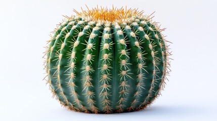 Spherical cactus, studio shot, white background, plant design