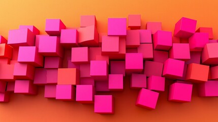 Fototapeta premium Abstract pink and orange cube background.