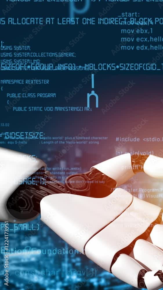 Poster futuristic robot artificial intelligence revolutionary ai technology development and machine learnin