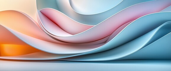 Abstract pastel-colored waves and curves.