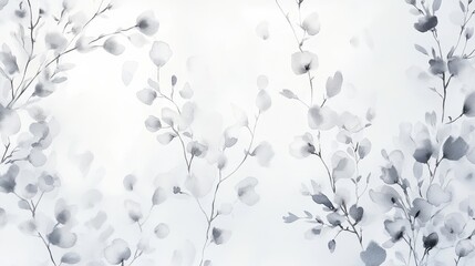 Elegant Soft Leaves on a Light Background in Gentle Watercolor Style
