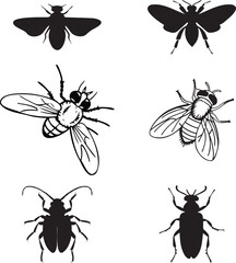 Insects silhouette vector art illustration